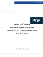 Zamudio, Carlos. Resolución por incumplimiento en los contratos con prestaciones recíprocas