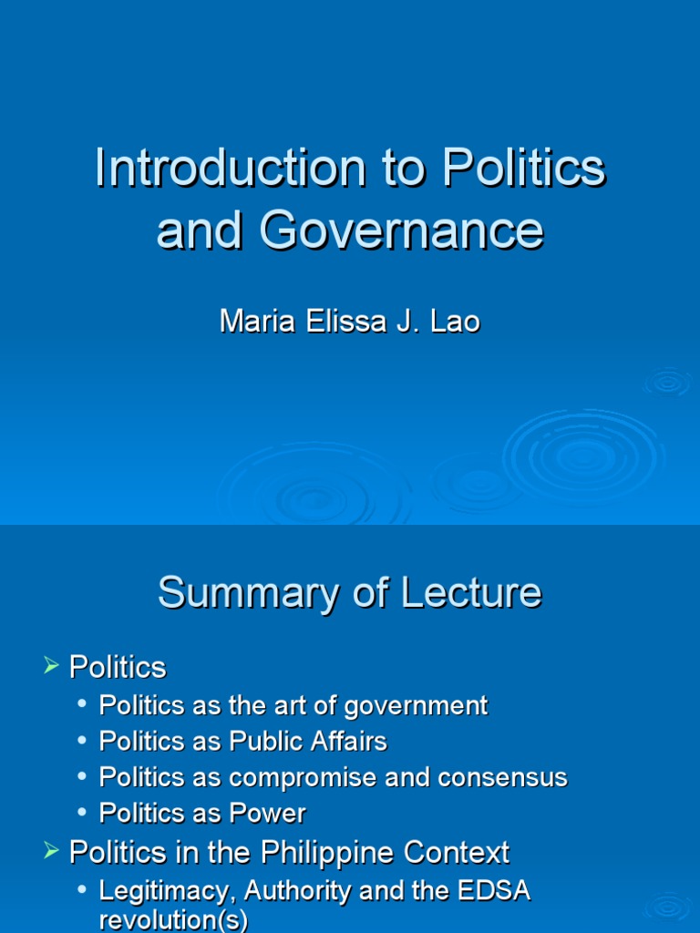 what is the importance of politics governance and government essay