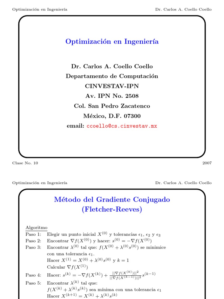 Metodo de Fletcher Reeves | PDF | Optimización Matemática | Ciencias de ...