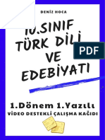 10.sınıf Edebiyat 1.dönem 1.yazılı Çalışma Kağıdı