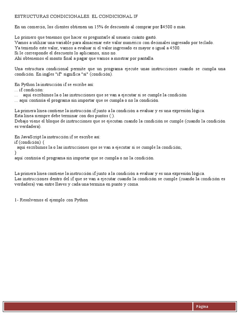 Estructuras Condicionales y Repetitivas | PDF | Python (lenguaje de ...