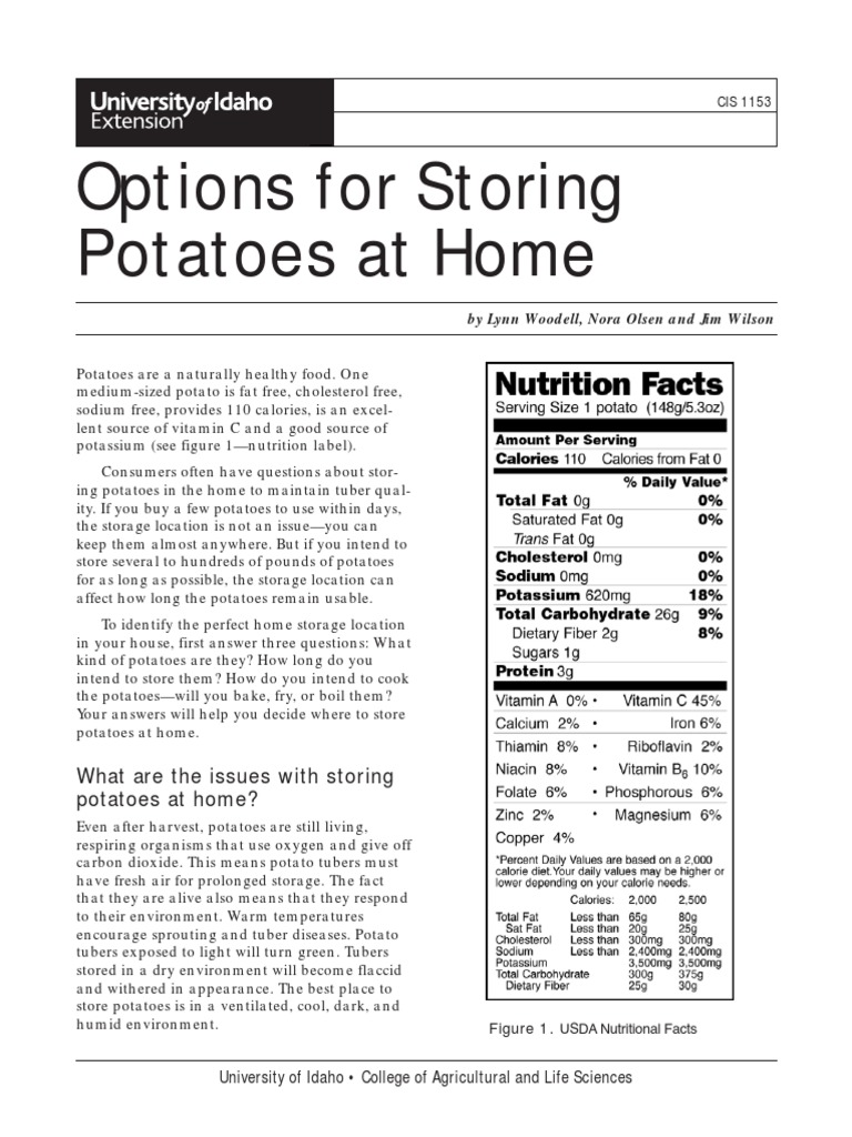 Options For Storing Potatoes at Home PDF Potato French Fries