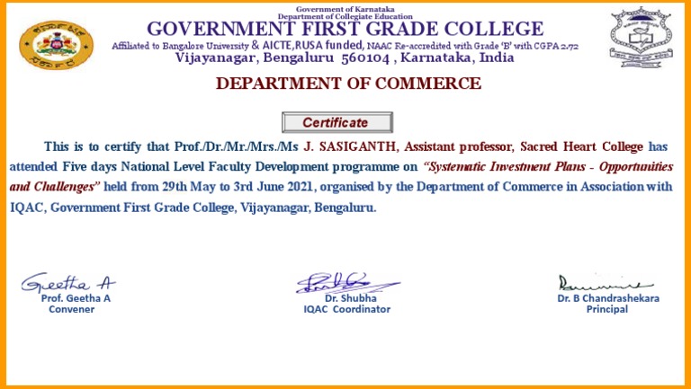 Faculty Development Program Certificate | PDF