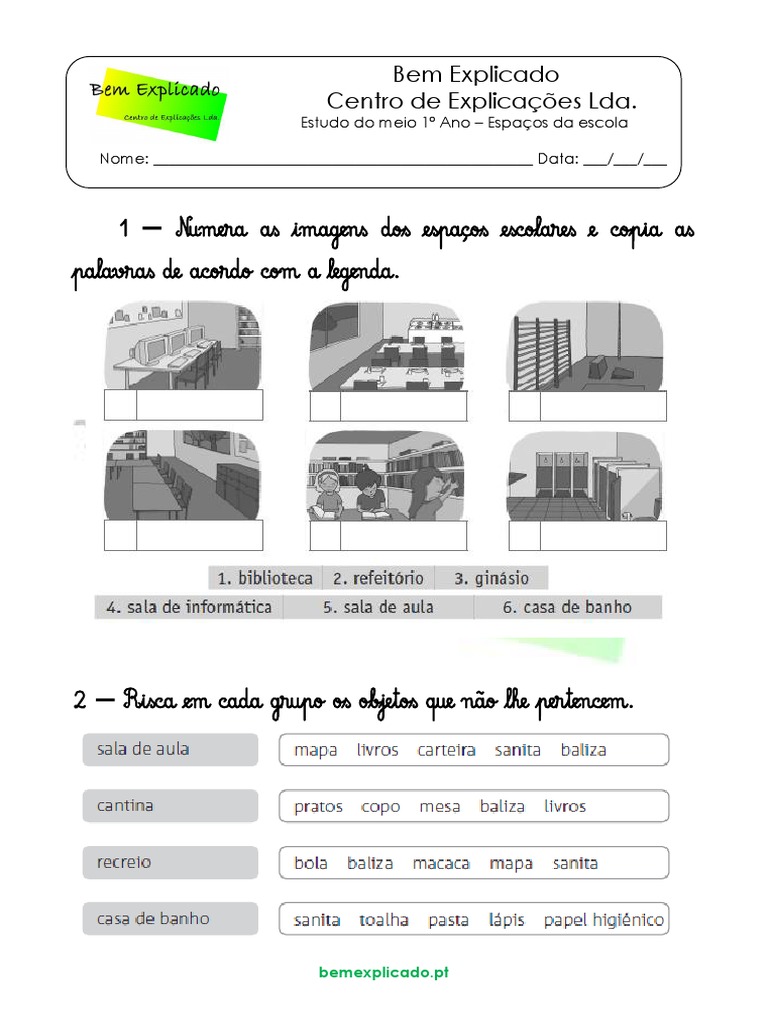 6.2. Ficha de Trabalho - Espaços Da Escola | PDF