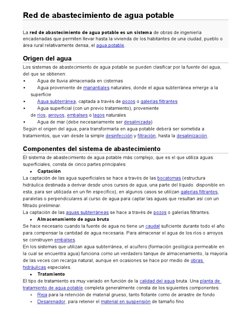 Sistema de Abastecimiento de Agua | PDF | Red de abastecimiento de agua ...