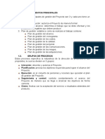 Documentos principales y procesos de gestión de proyectos