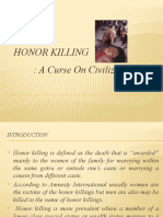 Honor Killing:: A Curse On Civilized Society