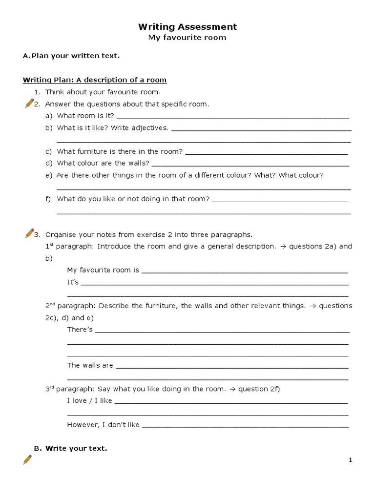 Writing Describing The Favourite Room PDF Cognition Linguistic