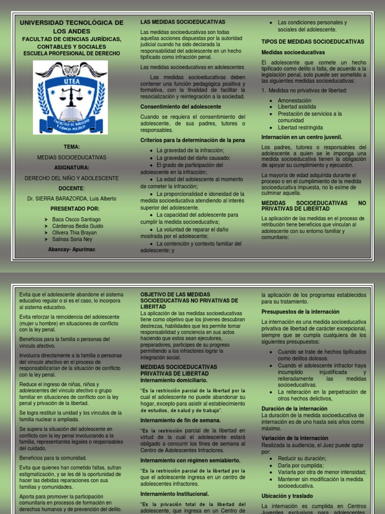Medidas Socioeducativas para Adolescentes | PDF | Derecho penal | Libertad