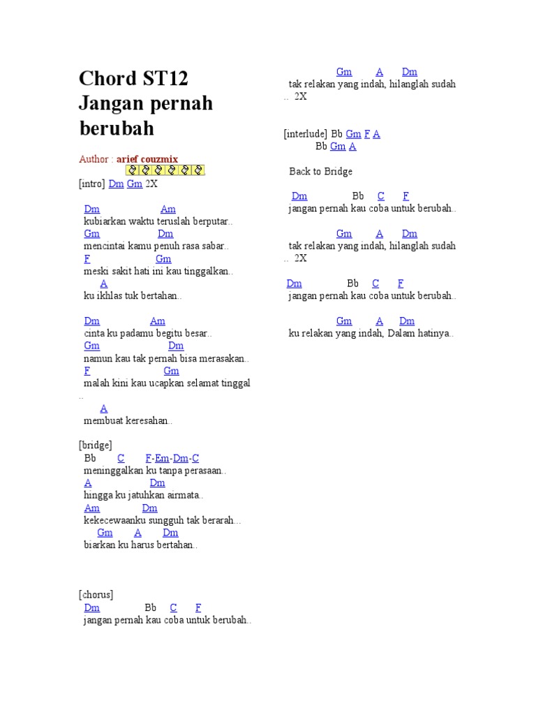 Chord St12 Jangan Pernah Berubah Pdf