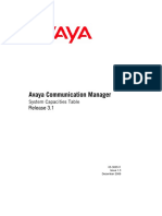 Avaya Communication Manager: System Capacities Table Release 3.1