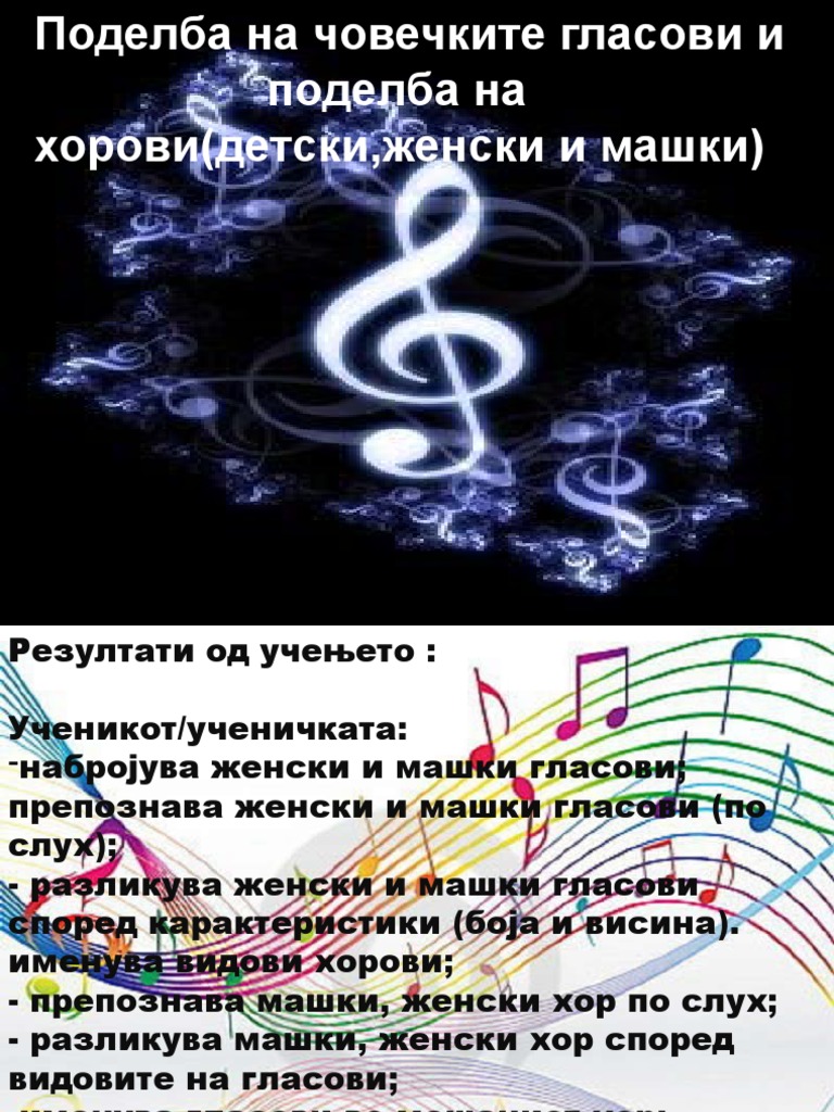 Поделба На Човечките Гласови и Поделба На Хорови | PDF