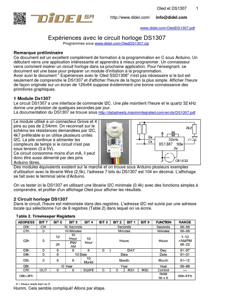Oled DS1307 | PDF | Arduino | Électrotechnique