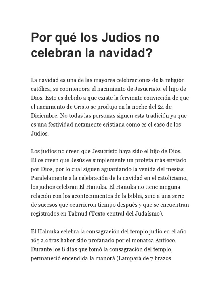 Por Qué Los Judios No Celebran La Navidad | PDF, image size:768x1024