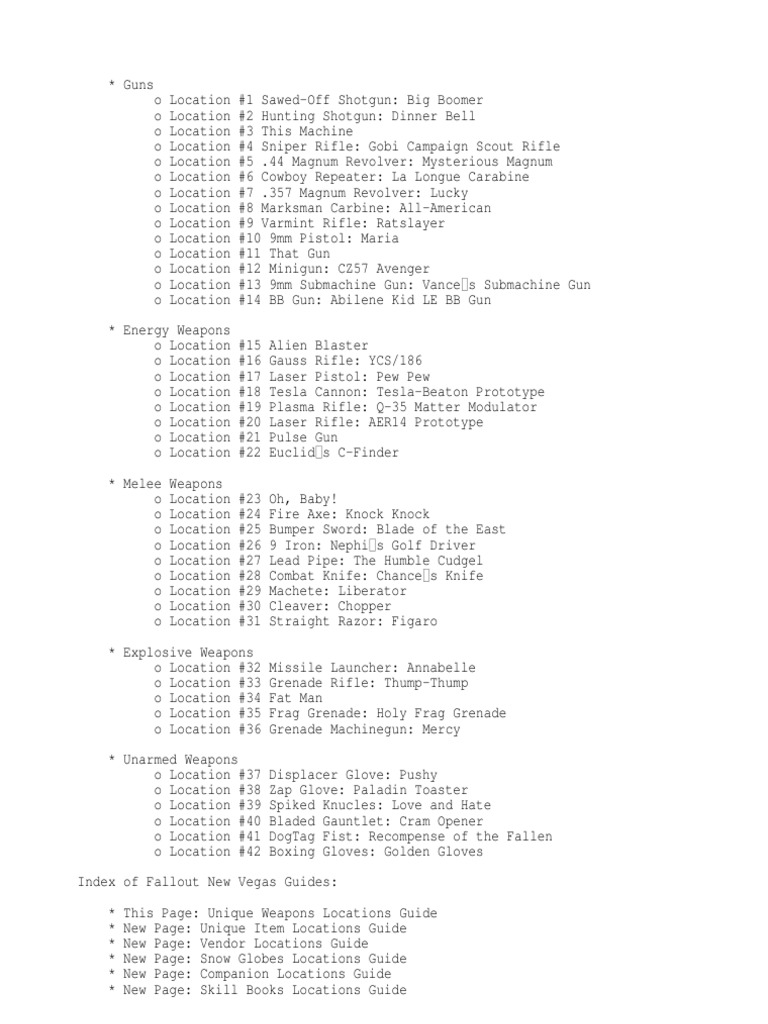Armi New Vegas Pdf Rifle Projectile Weapons