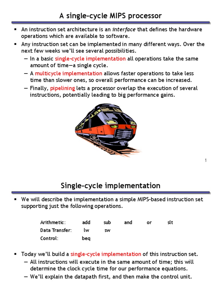 Single Cycle Mips | PDF | Central Processing Unit | Computer Data Storage