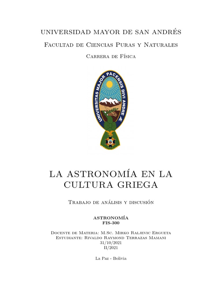 La Astronomía en la Cultura Griega | PDF | Antigua Grecia | Heliocentrismo