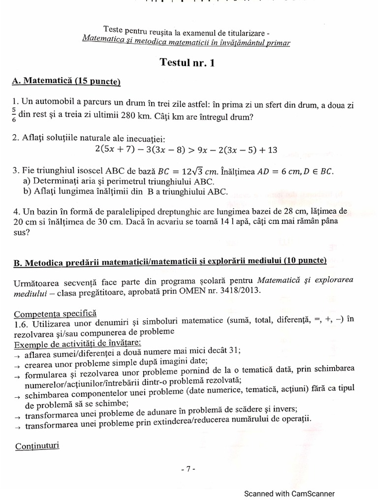 Model Teste Matematică | PDF