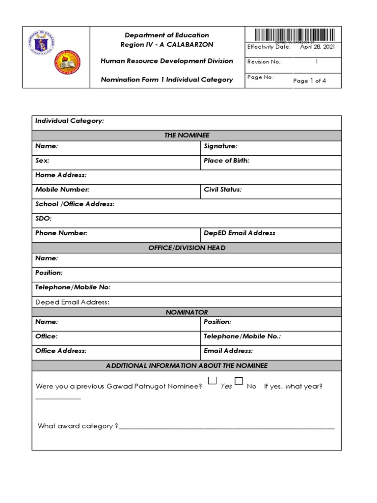 GP Nomination Form Individual Category PDF