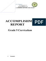 Accomplishment: Grade 9 Curriculum