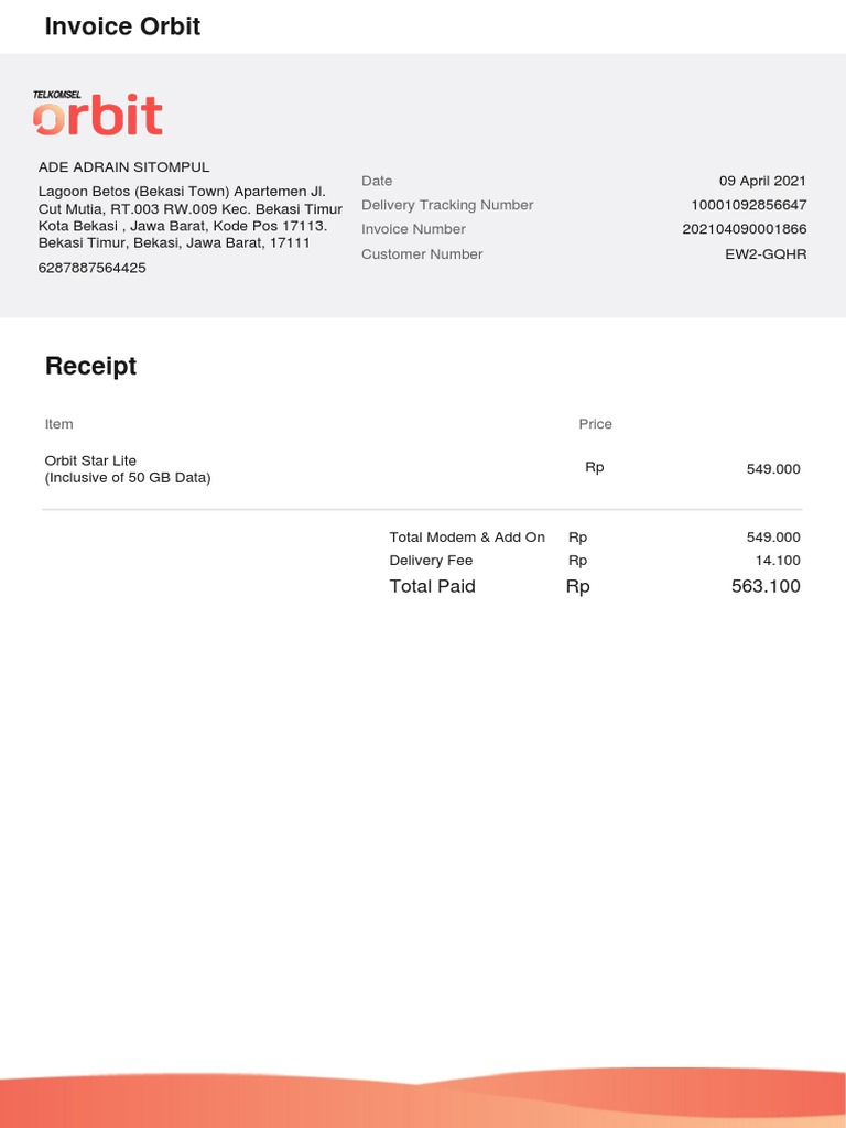 Invoice for Orbit Star Lite Purchase | PDF