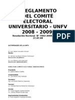 Reglamento COMITÉ ELECTORAL UNIVERSITARIO - UNFV, 2008 - 2009