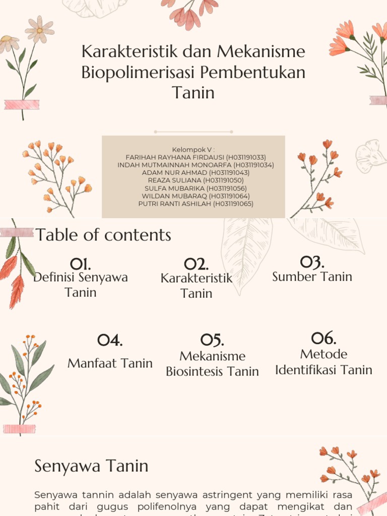 Karakteristik dan Mekanisme Biosintesis Tanin pada Beberapa Tumbuhan | PDF