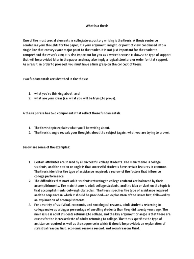 elements of thesis statement pdf