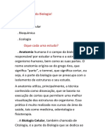 Anatomia, Biologia Celular, Bioquímica e Ecologia