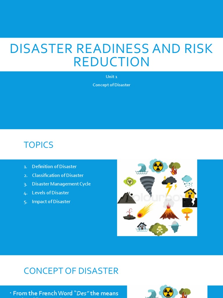 Disaster Readiness and Risk Reduction: Unit 1 Concept of Disaster | PDF
