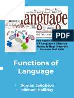 Report Functions of Language - Halliday, Jakobson - Language Views Fries, Chomsky