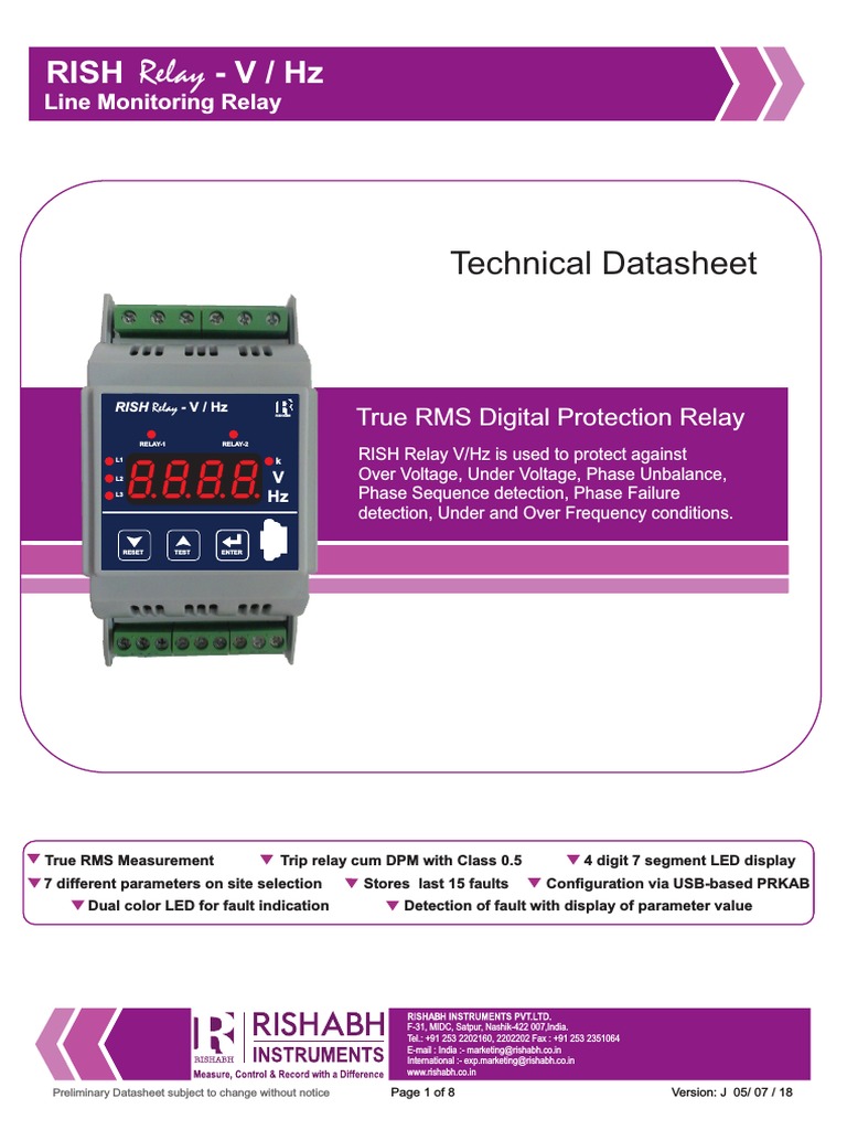 Uploads Product Rish Relay - Voltage HZ Rev J | PDF | Relay ...