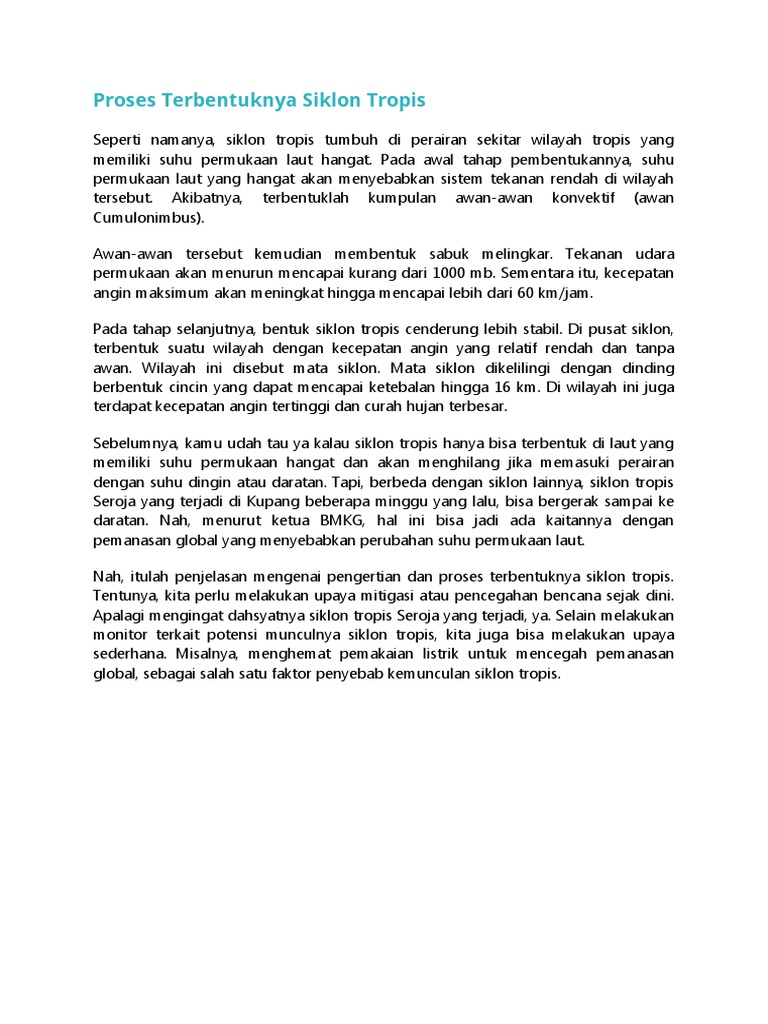 Proses Terbentuknya Siklon Tropis | PDF