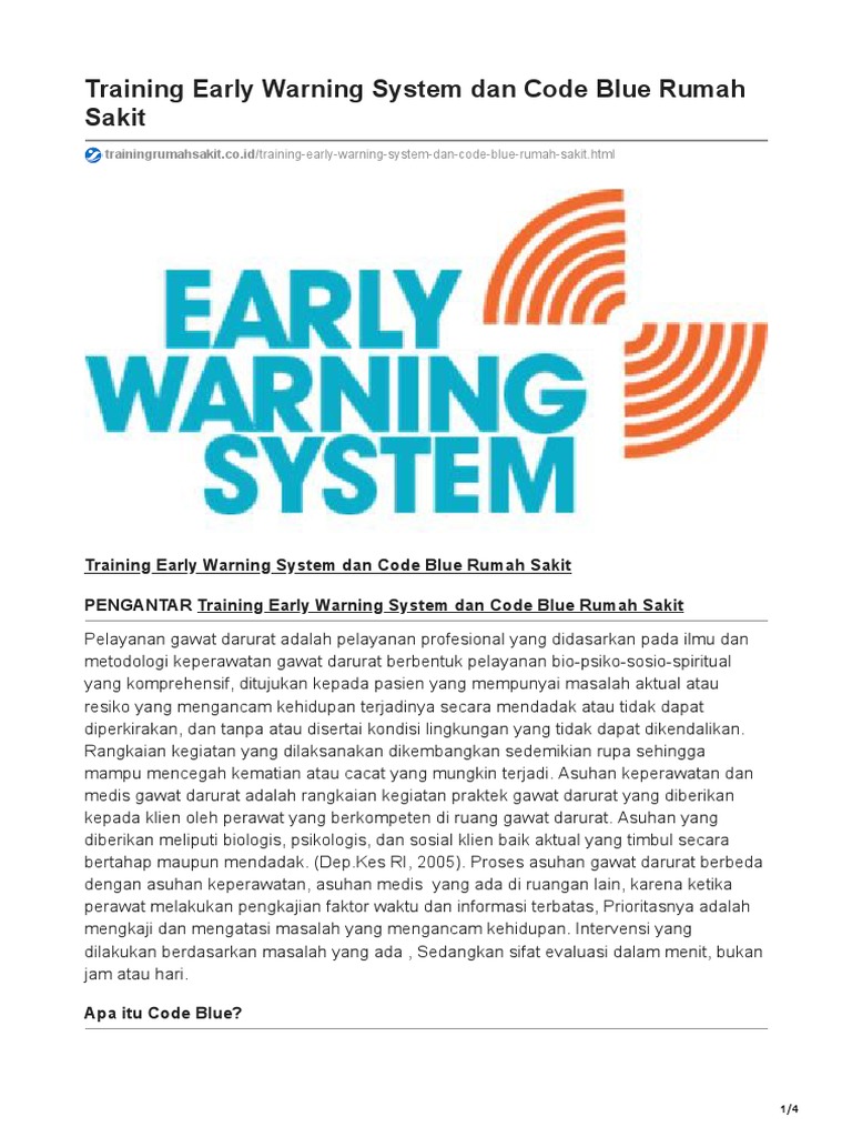 Trainingrumahsakit Co.idTraining Early Warning System Dan Code Blue Rumah Sakit PDF