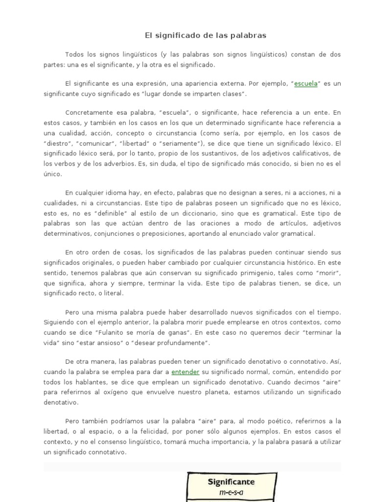 El Significado de Las Palabras PDF Palabra Mecánica del lenguaje
