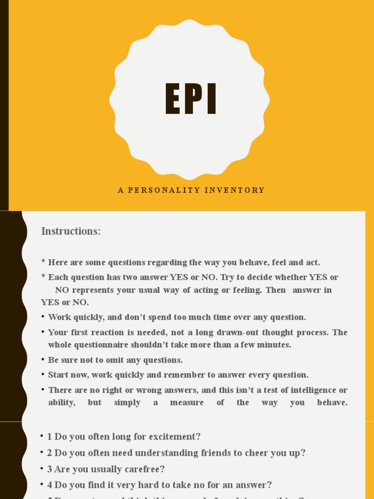 Eysenck Personality Inventory Guide | PDF | Extraversion And ...