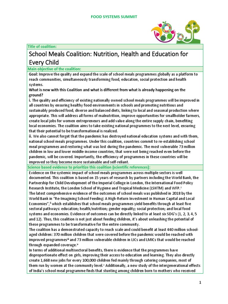School Meals Coalition Nutrition Health and Education For Every Child 1 ...