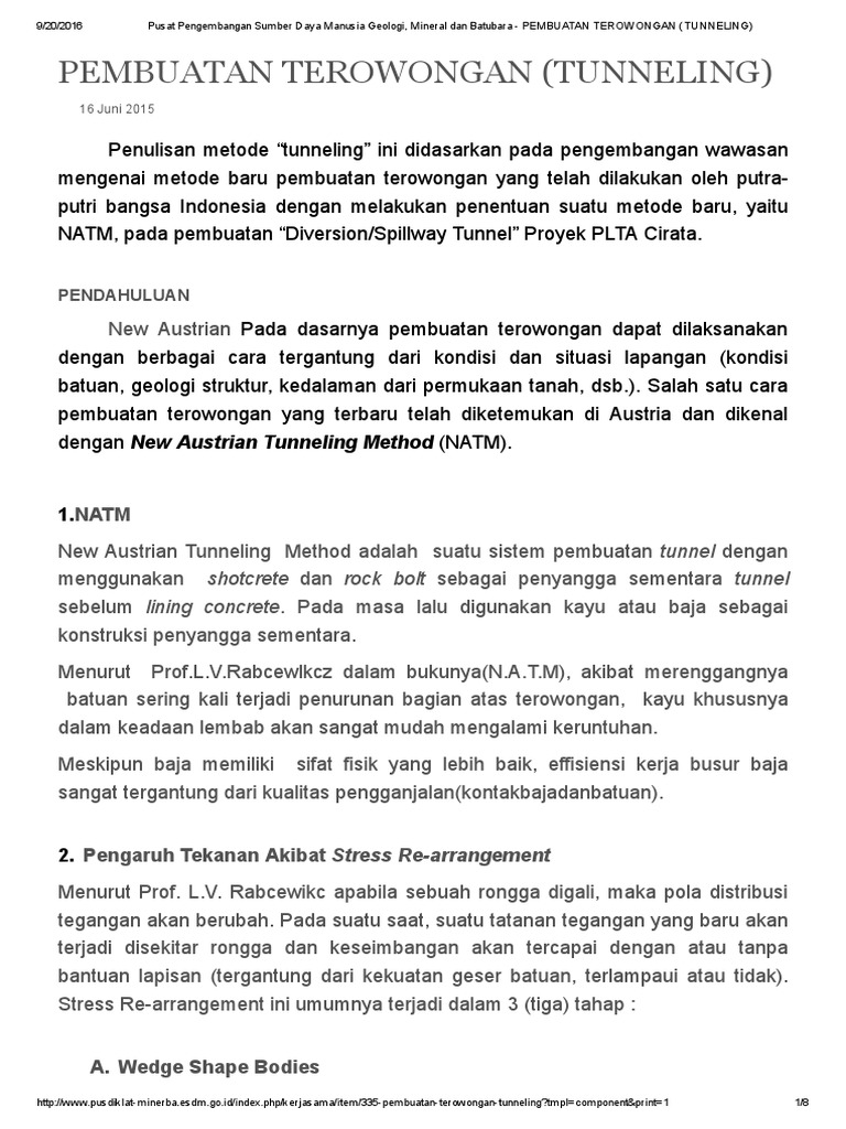 Metode Tunneling NATM untuk Terowongan | PDF | Sains & Matematika