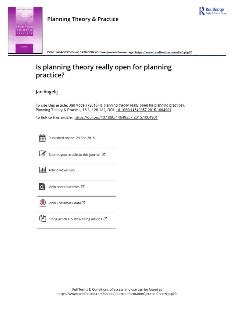 Is Planning Theory Really Open For Planning Practice PDF Theory