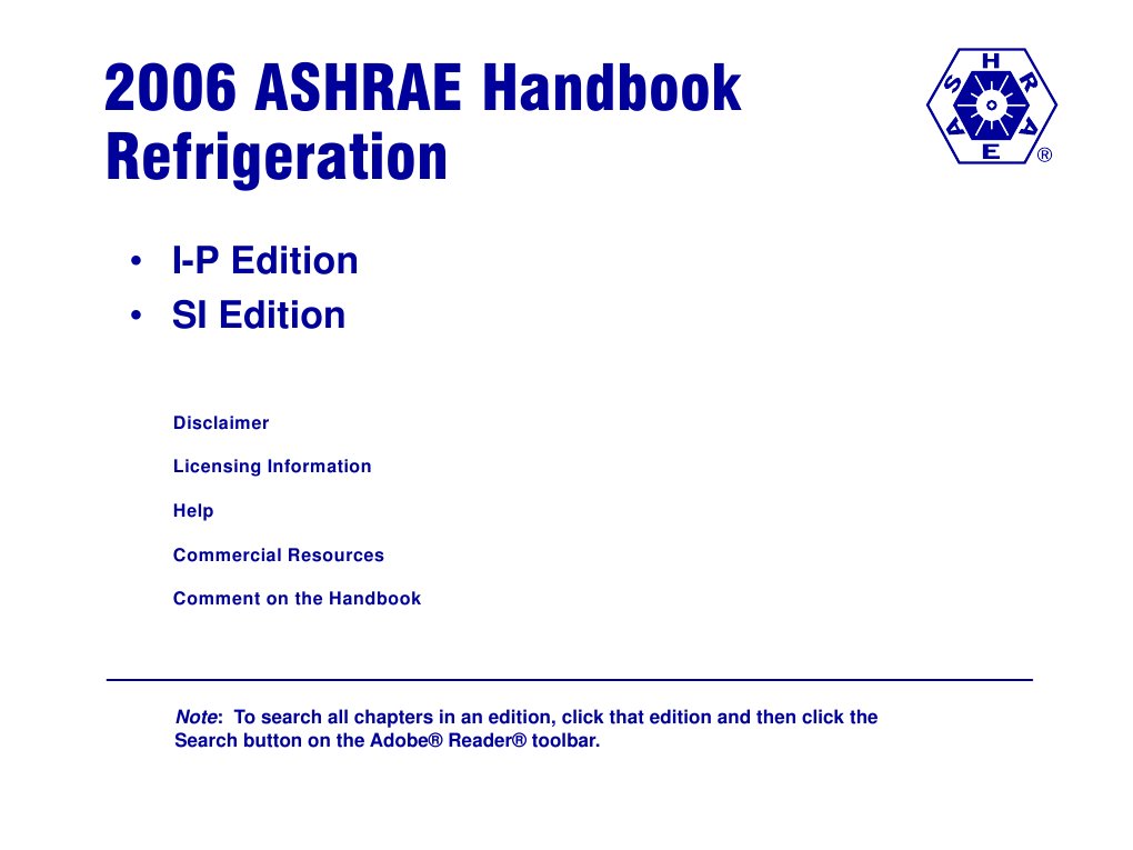 Refrigeration 2006 ASHRAE Handbook SI Edition P Edition I PDF