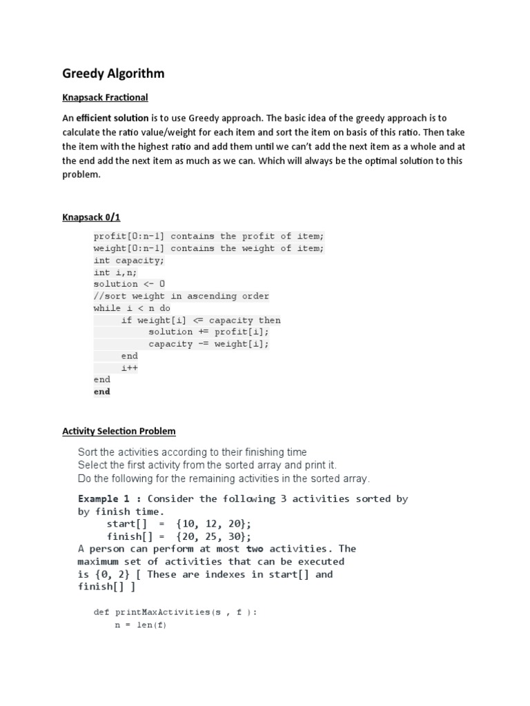 Greedy Algorithm | PDF | Mathematical Logic | Algorithms And Data ...