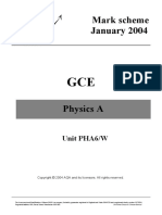 Mark Scheme January 2004: Physics A