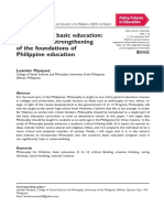 Philosophy in Basic Education: Towards The Strengthening of The Foundations of Philippine Education