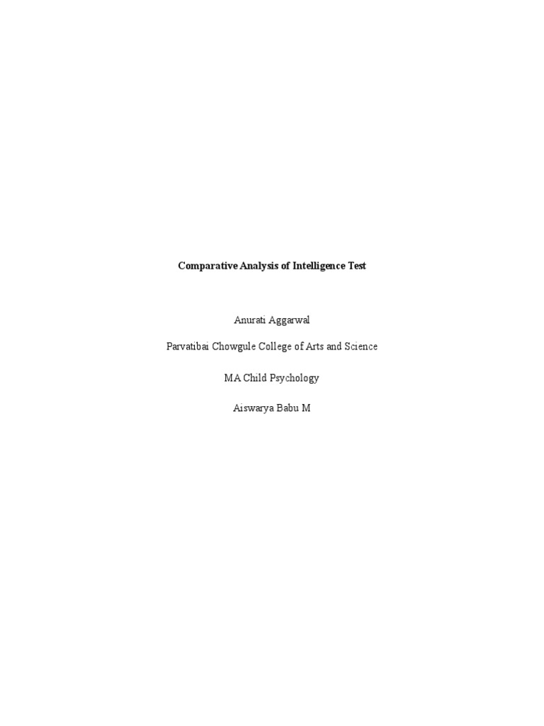 Practicum - Intelligence Test Comparative Analysis | PDF | Intelligence ...
