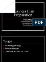 Business Plan Preparation: Frank Moyes