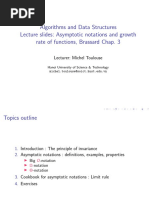 Algorithms and Data Structures Lecture Slides: Asymptotic Notations and Growth Rate of Functions, Brassard Chap. 3