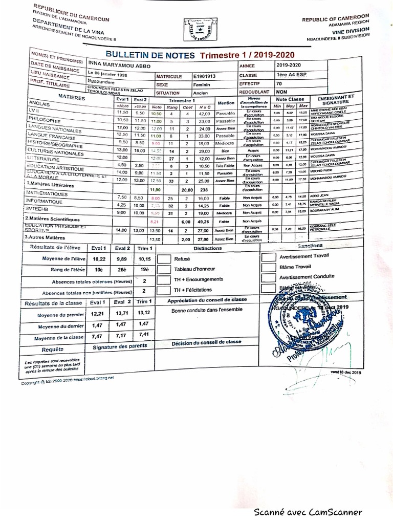 Bulletin Trimestriel Premiere PDF