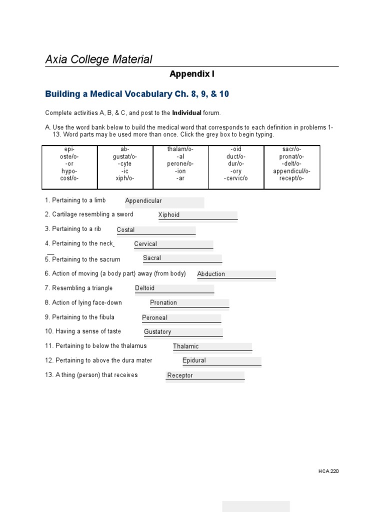 WK 7 Appendix I | PDF | Nervous System | Musculoskeletal System