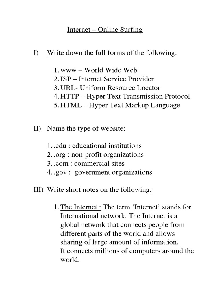 Internet Notes - Part 1 | PDF | Internet | World Wide Web