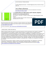 Characteristics of High-Level Youth Soccer Players Variation by POSITIONS 2014